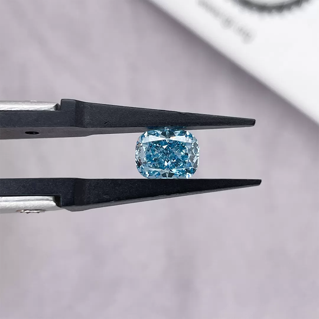 1.59ct Blue Color Cushion Cut Lab Grown Diamond
