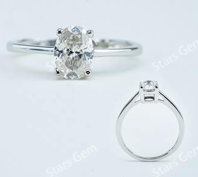 5×7mm Oval Cut Moissanite S925 Sterling Silver Solitaire Engagement Ring